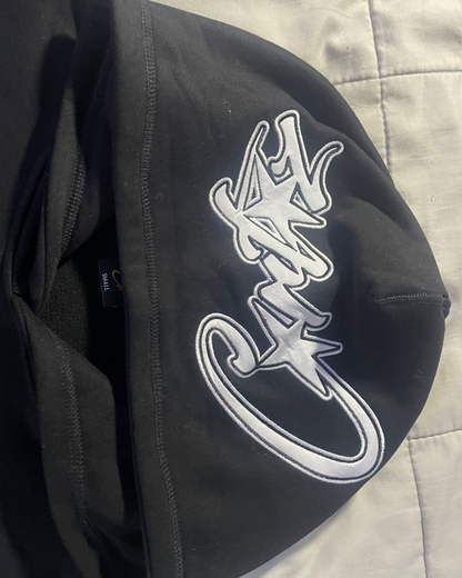 Corteiz Satin C Star Applique Hoodie Black